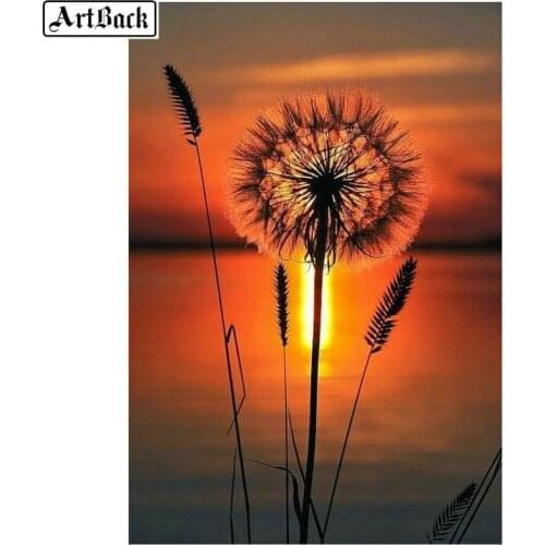 ArtBack Diamond Painting Sunset Scenery Dandelion 5d Full Square drill diamond embroidery rhinestone diamond mosaic sticker