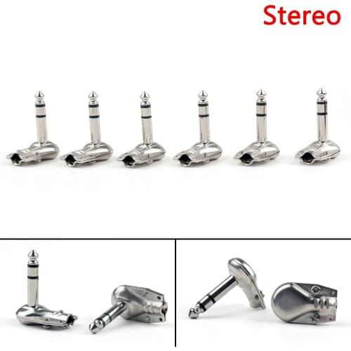 Artudatech 6 Pcs / 50 Pcs Right Angle Jack Plug Connectors Stereo 6.3mm Pancake 1/4 inch Plug