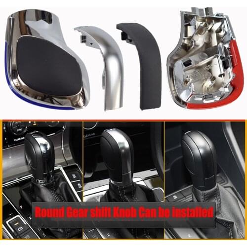 Car Red/Blue Gear Shift Knob Lever Stick Chrome/Matt Silver For Volkswagen VW Golf 7 DSG Cover Emblem