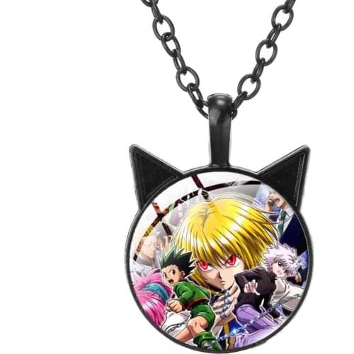 SIAN Hunter x Hunter Anime Cartoon Picture Necklace For Women Man Cat Ear Pendant Chain On The Neck Glass Cabochon Necklaces New