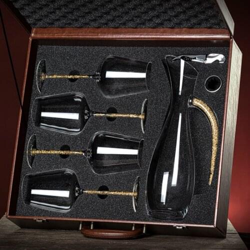 Wine Glass Travel Box Set Household High-End Creative Crystal Goblet Decanter Luxury Handmade Wine Set Gift groomsmen
