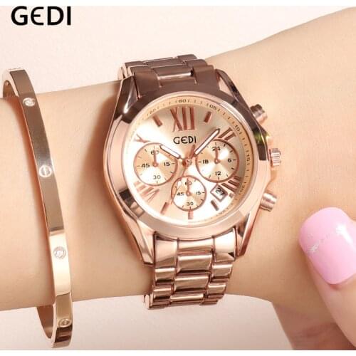 Relogio Feminino GEDI Luxury Rose gold Women Watch Fashion Bracelet Ladies Wristwatch Casual Quartz Watch Reloj Mujer girl gift