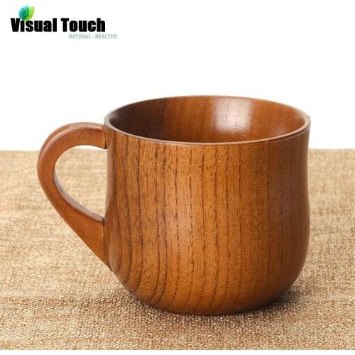 Visual Touch Natural Jujube Wood Wooden Craft Cup Handmade Mug Tableware Gift Tea/Milk/Breakfast Coffee Mug Teacup w/Handle