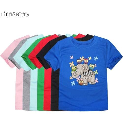 Little Bitty 2019 child tops kids t shirt elephant flower shirts for kids boys t-shirts boys t-shirt girl kids child 2-14y