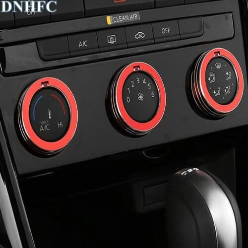 DNHFC Automobile Air-Conditioning knob Decoration Bright Ring for Volkswagen T-ROC T ROC 2018 Accessories