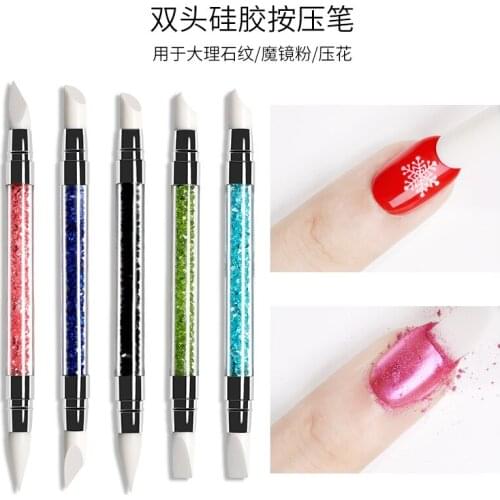 Nail Double Silicone Pen Hollow Engraving Embossing Rubber Head Color Painting Pen Crystal Drill Pipe Super Soft Nail Pen Nails