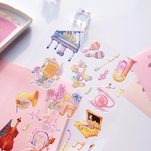 Nekoni Girls Style Epoxy Aesthetic Stickers Scrapbooking Material Junk Journal Photo Album Planner Diary Laptop Sticker For DIY