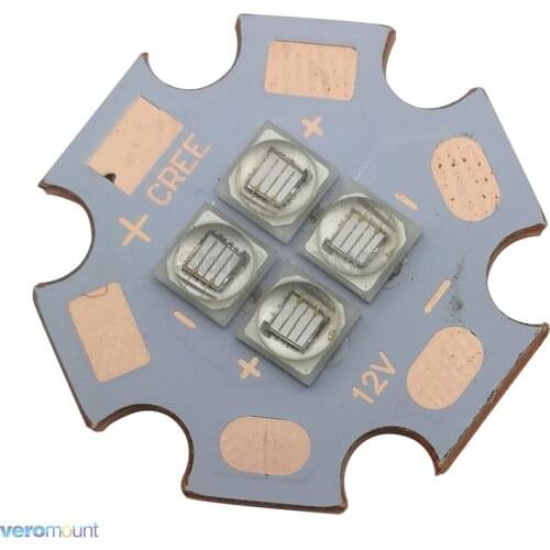 Everlight 4Chips 4LEDs 12W High Power LED Emitter UV / Ultraviolet 365nm 380nm 395nm 420nm 20mm Copper PCB 3V / 7V / 14V