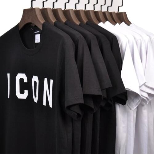 DSQICOND2 Casual Tees ICON Printed Tops male Female Summer Casual Cotton Short Sleeve T-shirts black and white Loose Couple Tops