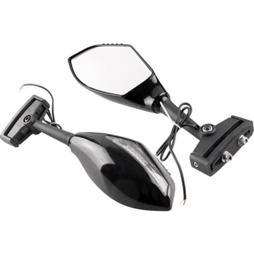 Street Motorcycle Rear View Rearview Mirror w/LED Turn Signals Indicator Light Moto Side Mirrors Blinker Universal for Motorbike