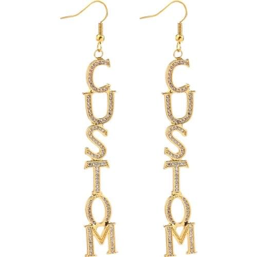 Personalize Customized Drop Earrings Zirconia Copper Custom Name Letter Crystal Ladies Hanging Dangle Stud Earring Jewelry Gifts