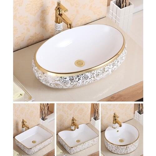 European Style Ceramic Above Counter Basin Small Size Household Mini Wash Basin Square Wash Hand Basins Balcony Countertop Sinks