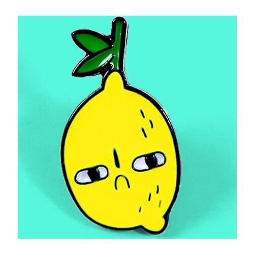 Cute Lemon Fruits Enamel Pin Sad acid Brooches fruit badge brooch Lapel pin Denim Jean shirt bag Cartoon Jewelry Gift for kids