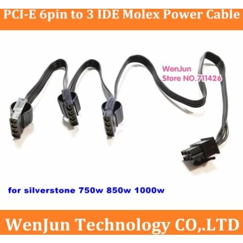 Top Quality PCI-E 6pin Male 1 to 3 IDE molex 4pin Modular Power Supply adapter Cable for silverstone 750w 850w 1000w Series