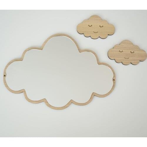 Cartoon Decorative Mirror Bathroom children Baby Room Rabbit Star Wood Acrylic Mirror Frame Creative Home Art Wall Decorations