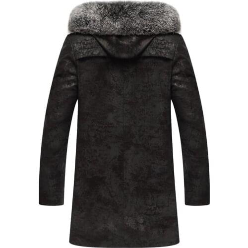 Genuine Leather Jacket Men Winter Real Mink Fur Liner Fox Fur Collar Sheepskin Coat Mens Mink Jackets -6-7-7-8- KJ3104
