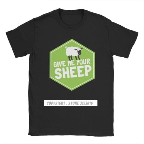 Mens Give Me Your Sheep Settlers Of Catan T Shirts Camisas Board Sheep Wood Game Cotton Tops Shirt T-Shirt
