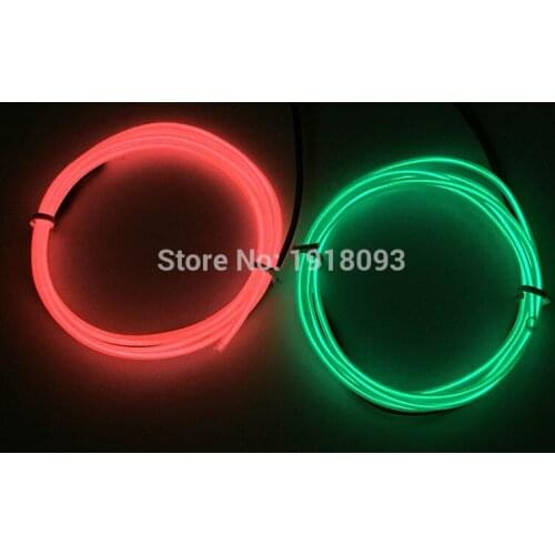 Hot Sales 2pieces 1M 2.3mm EL Wire Set EL wire rope cable Neon glow light with 3V Drive For Wedding,Party decoration