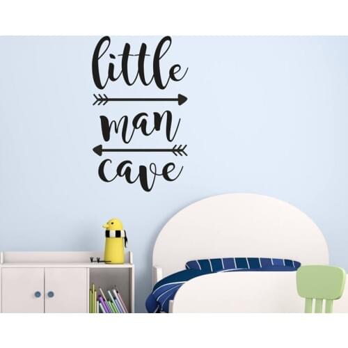 Little Man Cave Wall Decals Kids Wall Quotes Nursery Wall Stickers Boys Room Door Wall Decoration Mural Wallpaper G800
