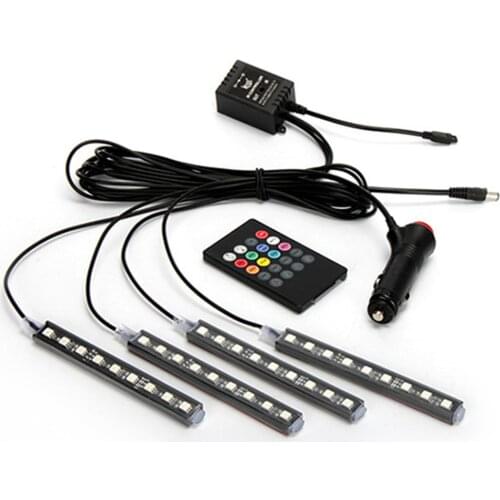 Novelty Car LED Strip Lights Auto Interior RGB Atmosphere lamp Bluetooth Controller Voice Music Control kit 12V Decor Lamp