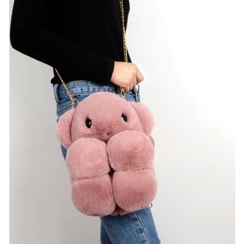 10 Colors Cute Bear Plush Backpacks Japanese Kawaii Bunny Backpack Rabbit Backpack Crossbody Bag Messenger Fur Bag for Girls