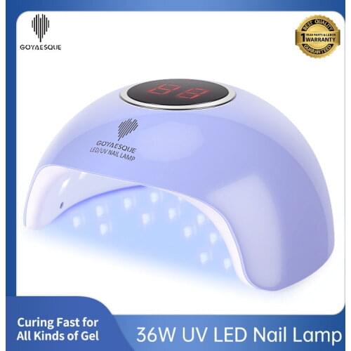 GOYAESQUE UV LED Nail Lamp Professional UV Gel Nail Lamp Kit 36w 18LED UV Gel Polish Light UV Lamp Gel Nail Dryer for Salon