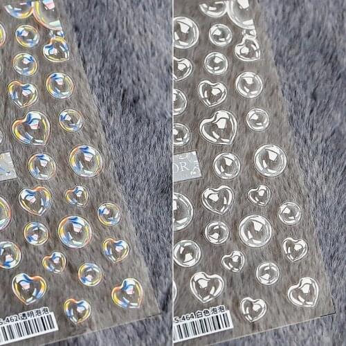 Transparent Bubble Love Shape Cute Image Quality 3D Engraved Nail Stickers Nail Art Decorations Nail Decals Design