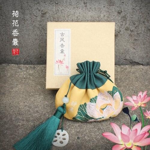 Sachet Embroidery Lotus Sachets Cross-stitch Finished Product Pouch Stitch for Needlework Needle Minder Protective Talisman