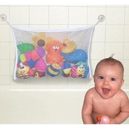 Portable Suction Cup Type Toy Bag Net Polyester Children Playing Storage Basket Bathroom Accessories Baby Mesh Bag 45*35cm