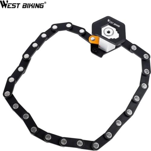 High Security and Anti-Theft Battery Car Folding Lock WEST BIKING Bicycle Anti-theft Key Lock MTB Electric Bike Chain