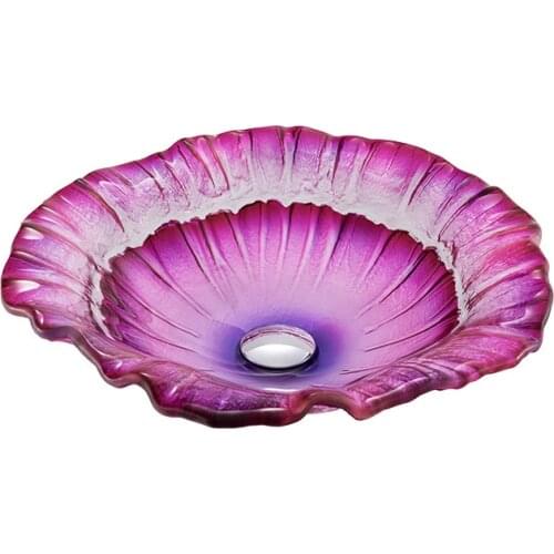 Glass Hand Painted Waterfall Spout Basin Black Tap Bathroom Sink Washbasin Bath Brass Set Faucet Mixer Taps green Single basin