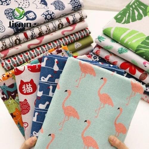 Jiwuo 150cmx100cm Cotton Linen Canvas Plaid Printing Stain Fabric Sofa Curtains Tablecloth Pillow Handmade Cloth Cotton Fabric
