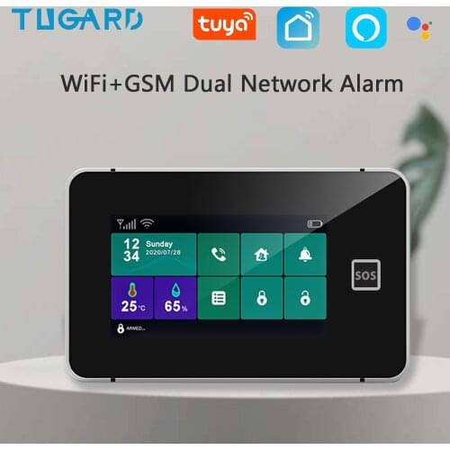Tugard Tuya Alarm Security System WIFI GSM 433MHz Wireless SOS Smart Burglar Home Security App Control PIR Motion Sensor