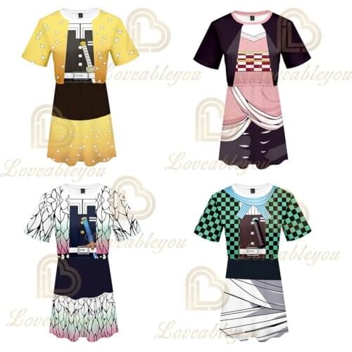 Anime Cosplay Women Tee Tops Dress Suit Clothes Young Ladies T Shirt Summer Tee for Ladies Custome