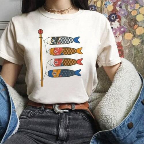 2020 New Japanese Womens T-shirts Style Kawaii Sushi Lucky Cat Print Top Female T-shirt Harajuku O-neck Ladies Tops Tee Shirts