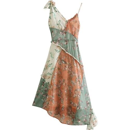 Womens Summer Maxi Dress Female Elegant Sexy V Neck Beach Party Sundress Ladies Print Flowers Strap Splic Long Dress Vestidos