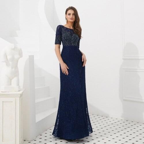 Beauty Emily Luxury Beads Elegant Mermaid Evening Dresses 2018 for Women Long Party Prom Dresses Plus Size Party Gowns
