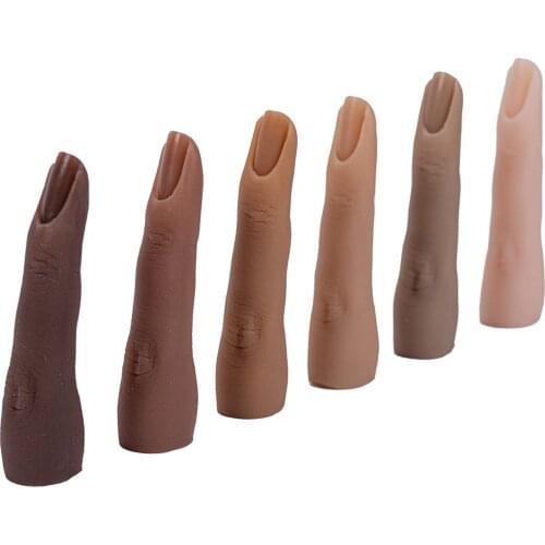 1 PC Silicone Nail Art Training Hand Fake Finger Natural Nail Tips Manicure Tool Nail Practice Model Display Finger Bendable