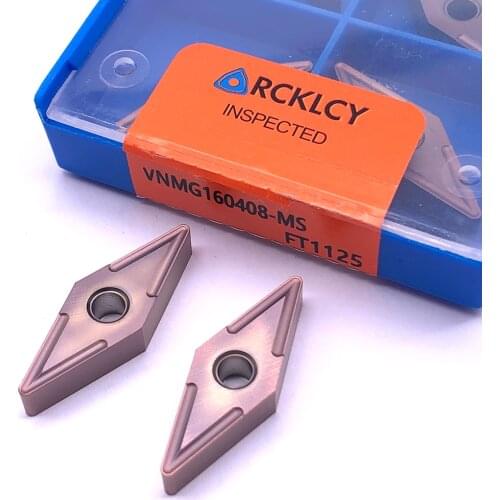 10pcs RCKLCY VNMG160408 MS FT1125 Carbide Inserts Lathe Turning Tools Tungsten Blade Machining stainless steel