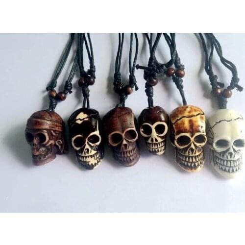 12 pcs Accessories Cool Men Womens Surfing Imitation Carved demon mixed skull totem Choker Necklace Lucky Gift