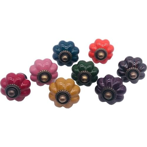 1x New Item Vintage Furniture Handle Door Knobs Ceramic Drawer Cupboard Kitchen Pull Handle Pumpkin Cabinet Handles Retro 34mm