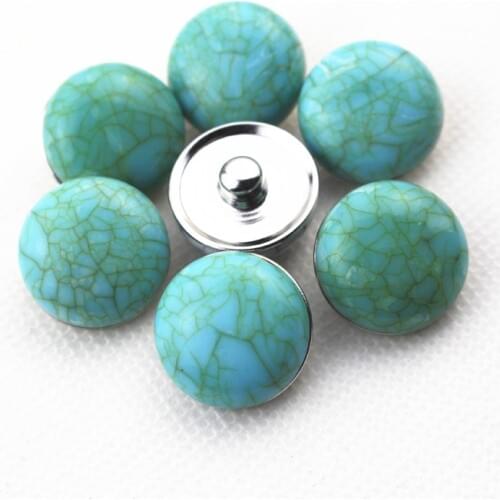 20pcs/lot Imitate turquoises 18mm snap buttons for snap bangle bracelet charms for snap diy jewelry