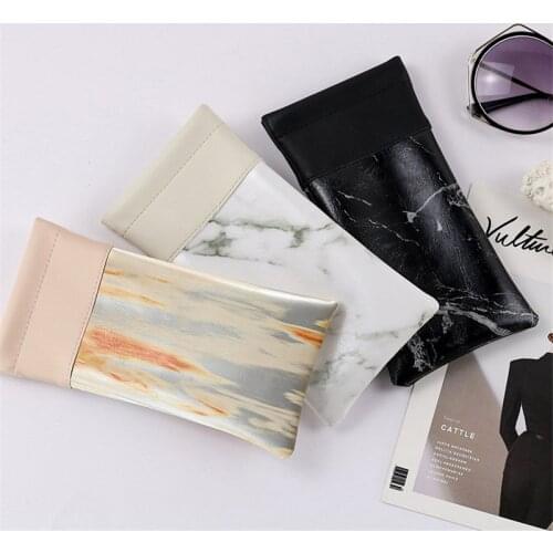 2020 Marble stitching glasses bag Personalized fashion portable glasses storage bag PU leather glasses bag