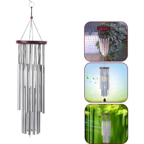 Home 27 Silver Tubes Wind Chimes Church Bells Hanging Decorations