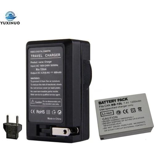 7.4V 1200mAh NB-10L NB10L Camera Battery + AC Charger For Canon SX40 HS SX40HS SX50 HS SX50HS G1 X G1X G15 G16 SX60 HS G3X