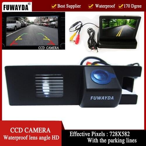 FUWAYDA HD Car Rear View Camera for OPEL Astra H/Corsa D/Meriva A/Vectra C/Zafira B,FIAT Grande 4.3Inch foldable LCD TFT Monitor
