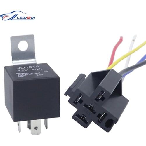 Waterproof Automotive Relay 12V 24V 4pin 5pin 4P 5P 40A Car Relay With Black Red Copper Terminal Auto Relay With Relay Socket