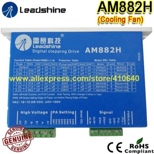 1 Piece Free Shipping AM882H Leadshine 2 Phase Digital Stepper Drive With Max 80V 8.2A With Cooling Fan 100% GENUINE QUALITY