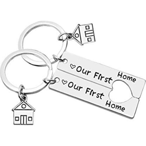 2pcs Keychain Engraved Our First Home House Keyring Couples Housewarming Gifts Lovely Gift For New Home Owners