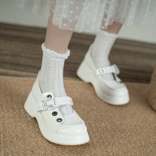 Designer White Women Loafers Thick Platform Women Mary Jane Shoes Kawaii Women Shoes Comfort Pumps Women Boat Shoes